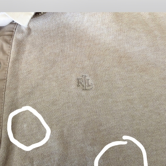 Lauren Ralph Lauren Vintage Style Tan Quilted Shoulder Sweatshirt Jacket 2X -XL - Picture 15 of 15